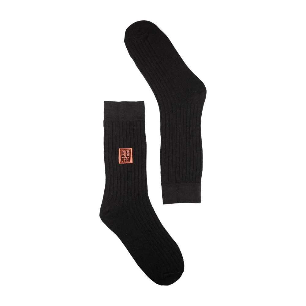 Black Crew Length Socks for Men