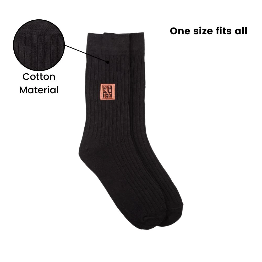 Black Crew Length Socks for Men
