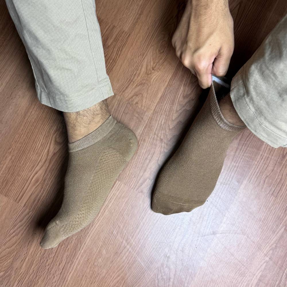 Beige Ankle Length Socks for Men