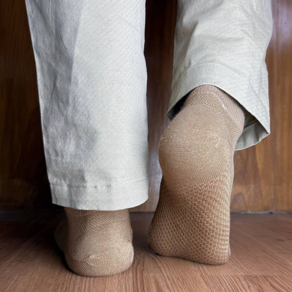 Beige Ankle Length Socks for Men