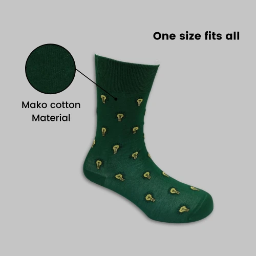 Green Crew Length Socks for Men