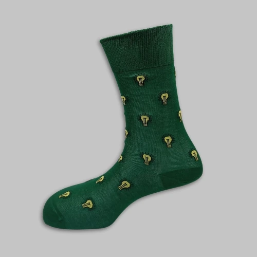 Green Crew Length Socks for Men