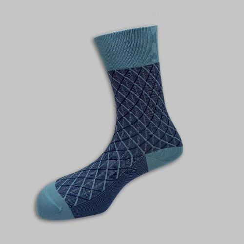 Blue Crew Length Socks for Men
