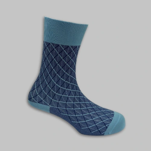 Blue Crew Length Socks for Men