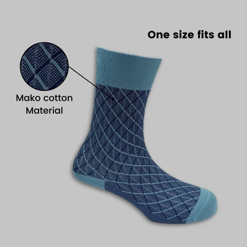 Blue Crew Length Socks for Men