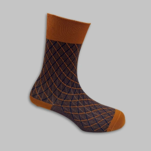 Orange Crew Length Socks for Men