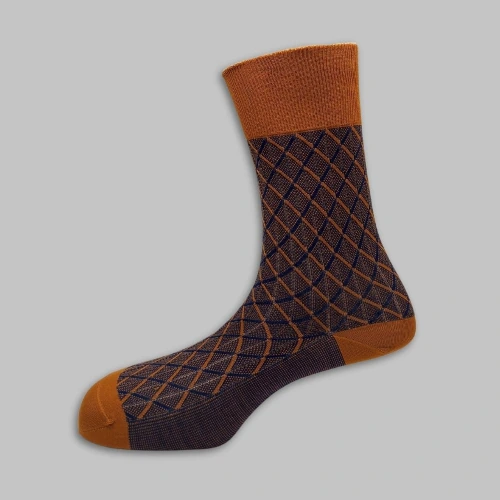 Orange Crew Length Socks for Men