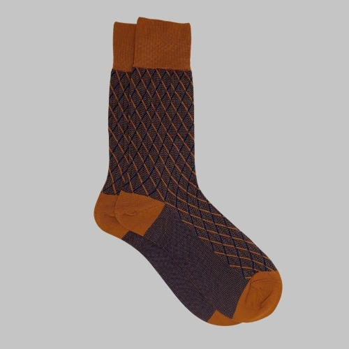 Orange Crew Length Socks for Men