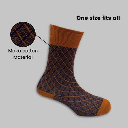Orange Crew Length Socks for Men