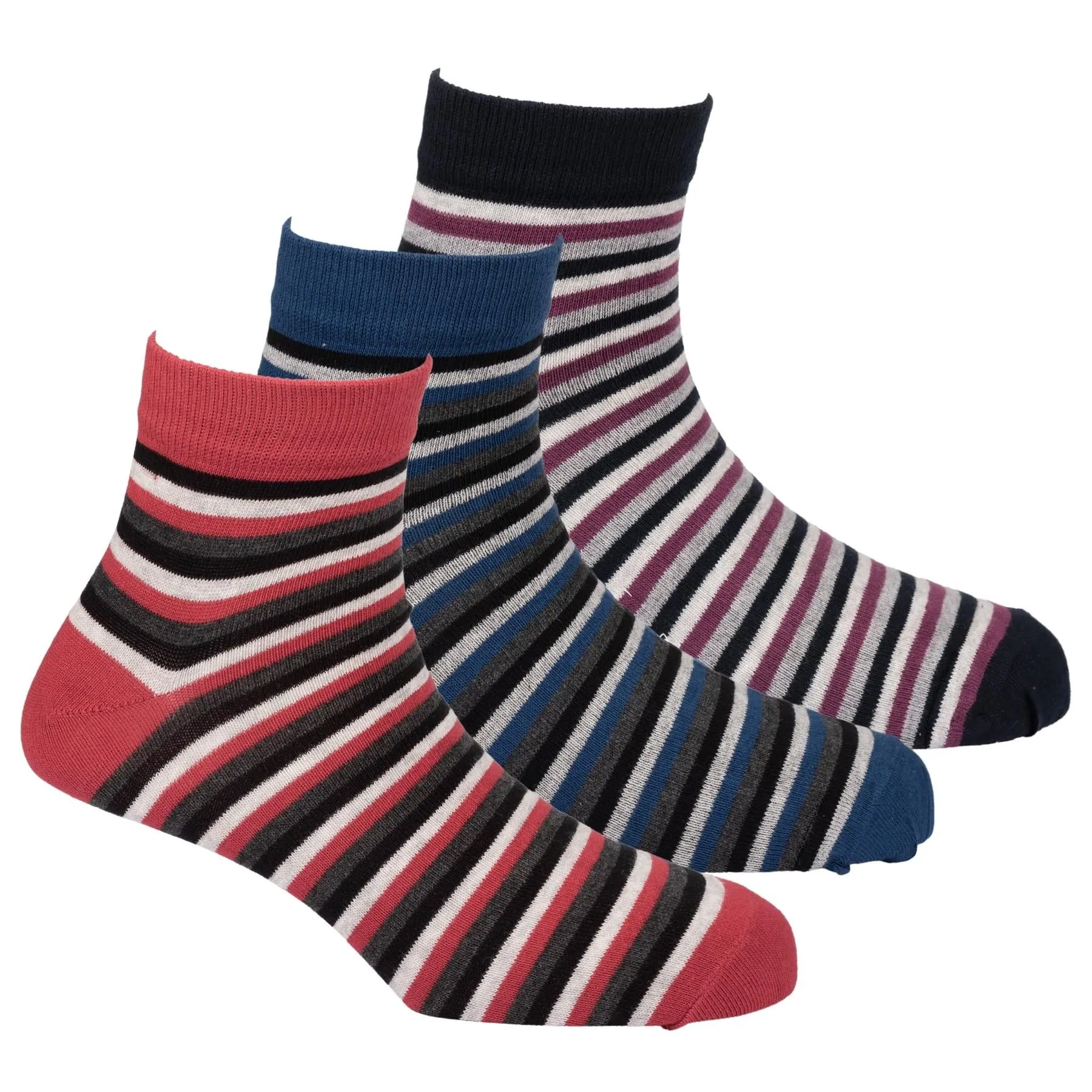 Stripes Melange Ankle Length Socks (Pack of 3)