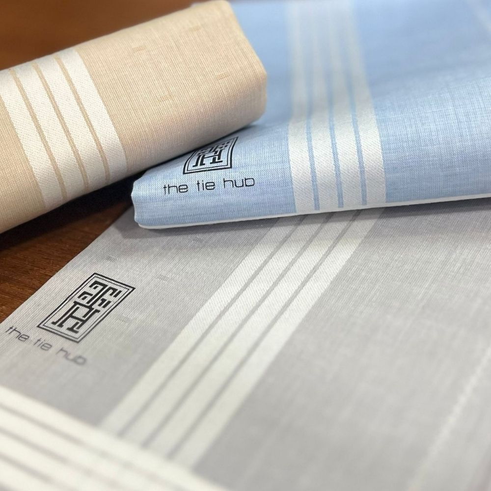 Striped Border set 100% Cotton Handkerchiefs for Men