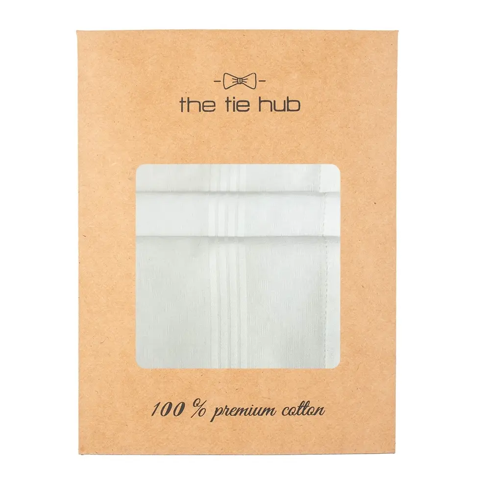 Milky White Subtle Stripe Pattern set 100% Cotton Handkerchiefs for Men