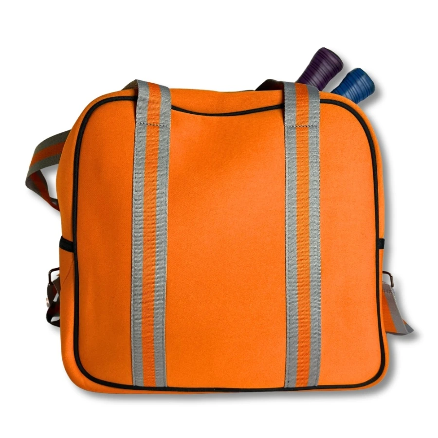 Orange Neoprene Pickleball Bag with Paddle Holder and Adjustable Shoulder Strap Sport Tote for Men and Women