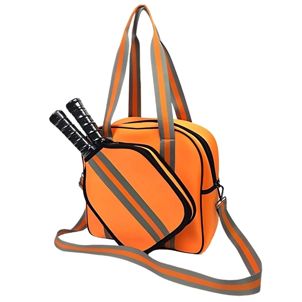 Orange Neoprene Pickleball Bag with Paddle Holder and Adjustable Shoulder Strap Sport Tote for Men and Women