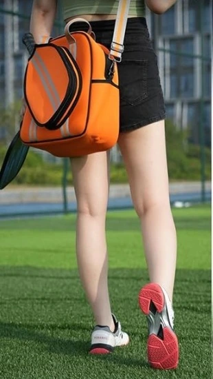 Orange Neoprene Pickleball Bag with Paddle Holder and Adjustable Shoulder Strap Sport Tote for Men and Women