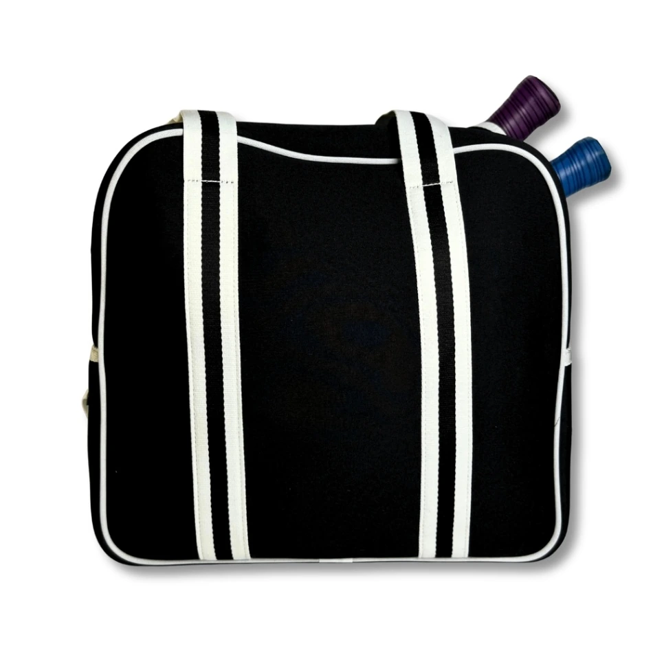 Black Neoprene Pickleball Bag with Paddle Holder and Adjustable Shoulder Strap Sport Tote for Men and Women