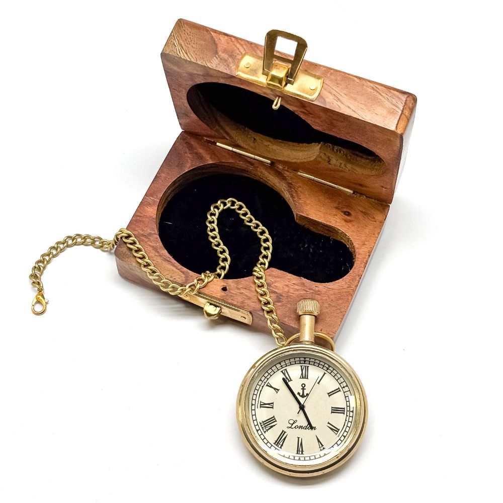 Classic London Dial Anchor Design Gold Chain Pocket Watch for Men