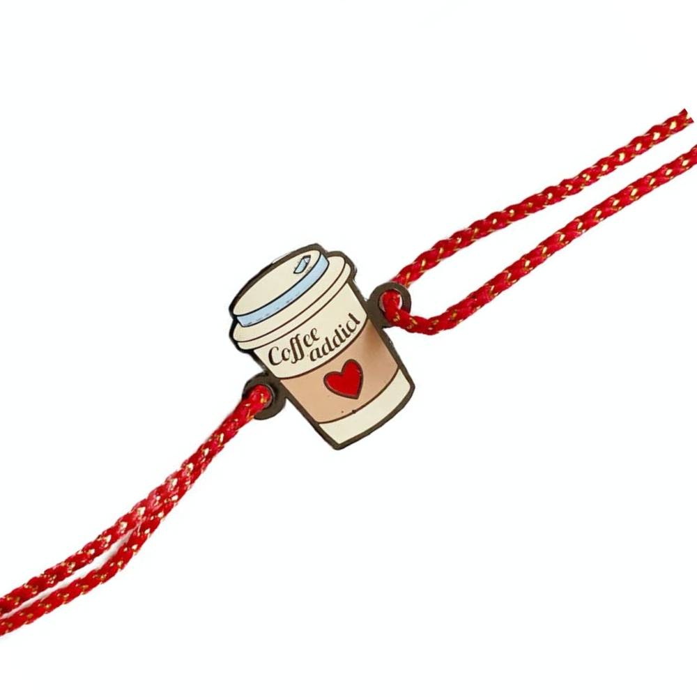Coffee Addict Brother Brass Rakhi