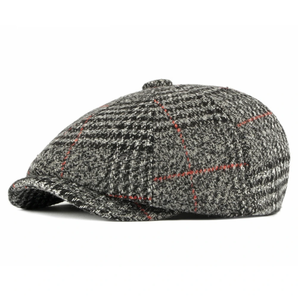 Grey Wool Flat Cap for Men
