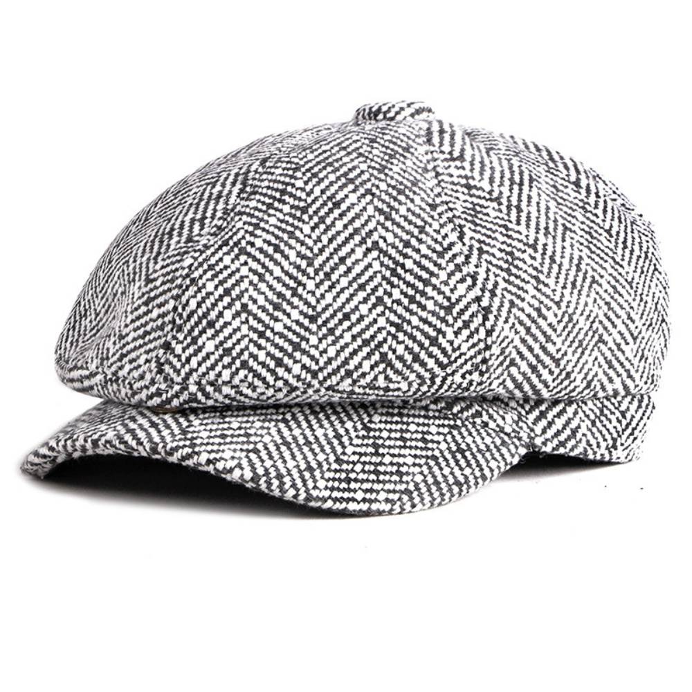 Grey Wool Flat Cap for Men