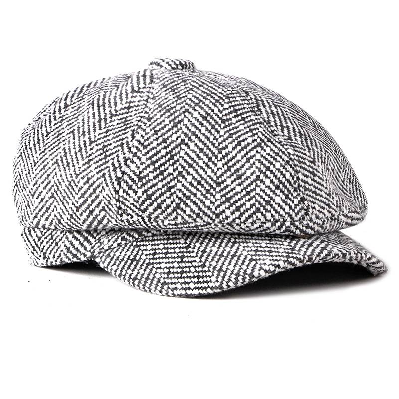 Grey Wool Flat Cap for Men