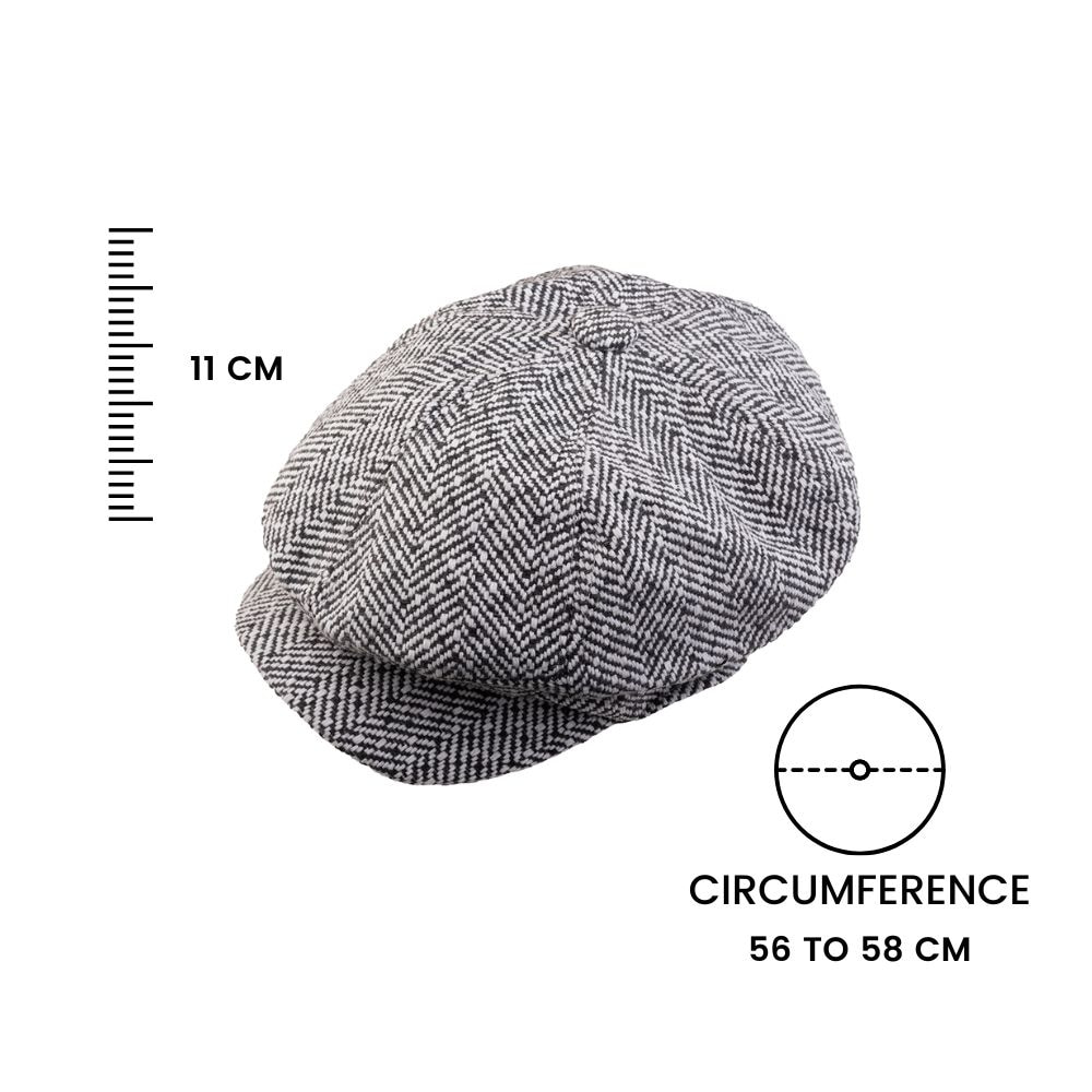 Grey Wool Flat Cap for Men