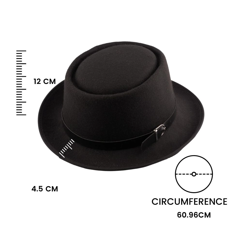 Black Felt Fedora Hat for Men