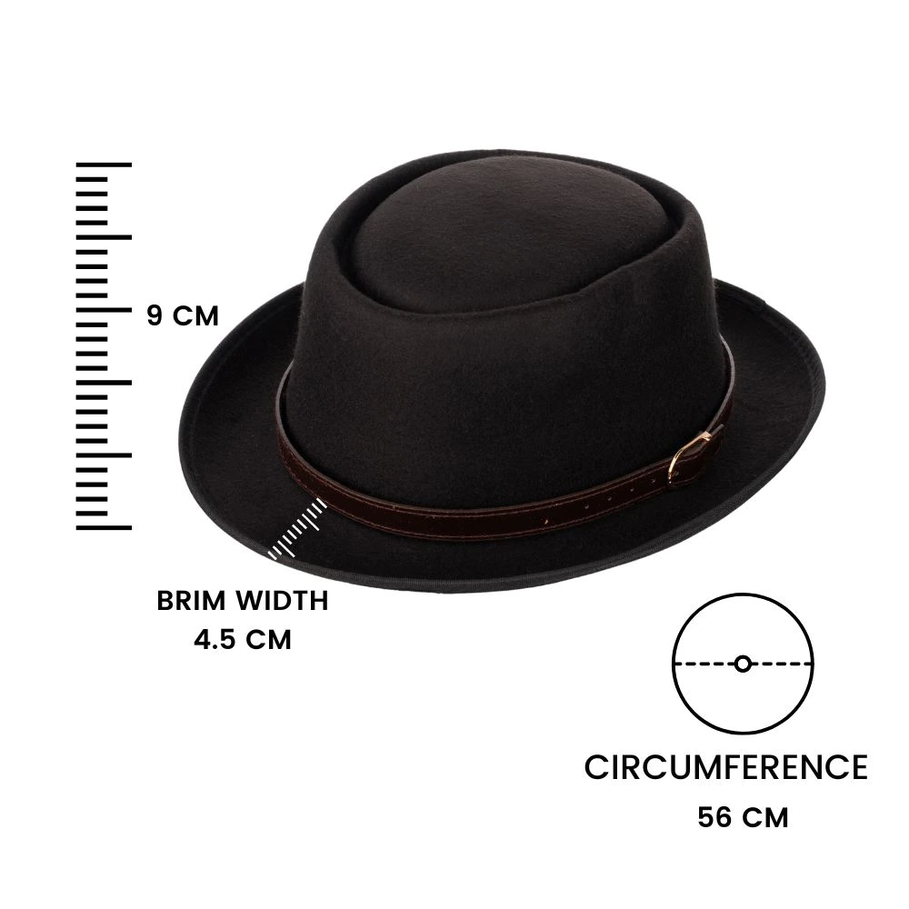 Black Felt Fedora Hat for Men