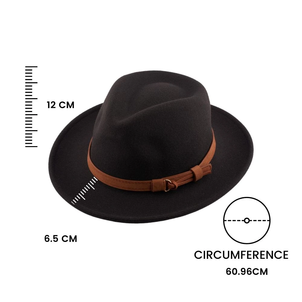 Black Felt Fedora Hat for Men