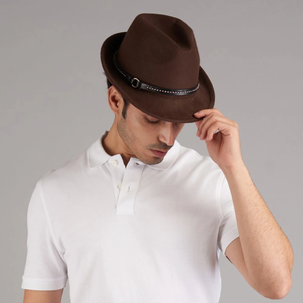 Brown Felt Fedora Hat for Men