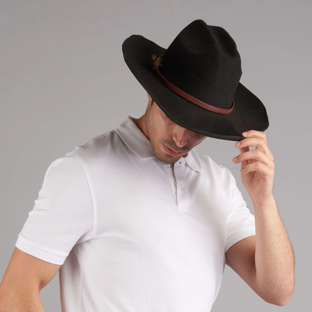 Black Felt Fedora Hat for Men