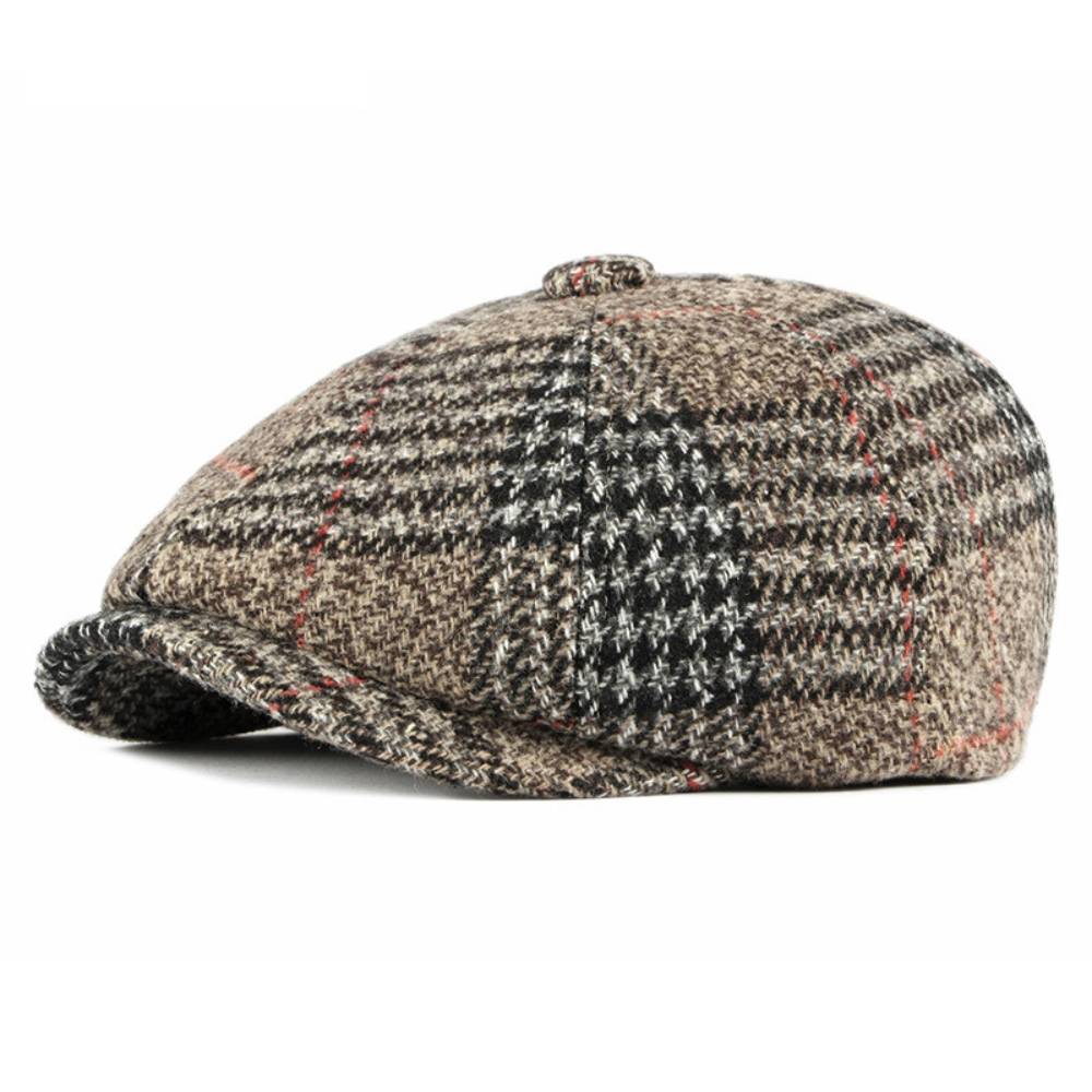 Brown Wool Flat Cap for Men