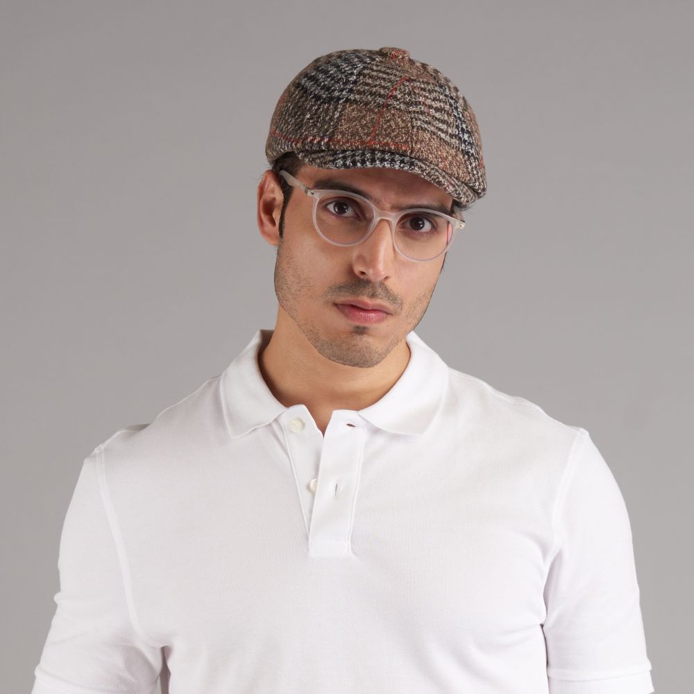 Brown Wool Flat Cap for Men
