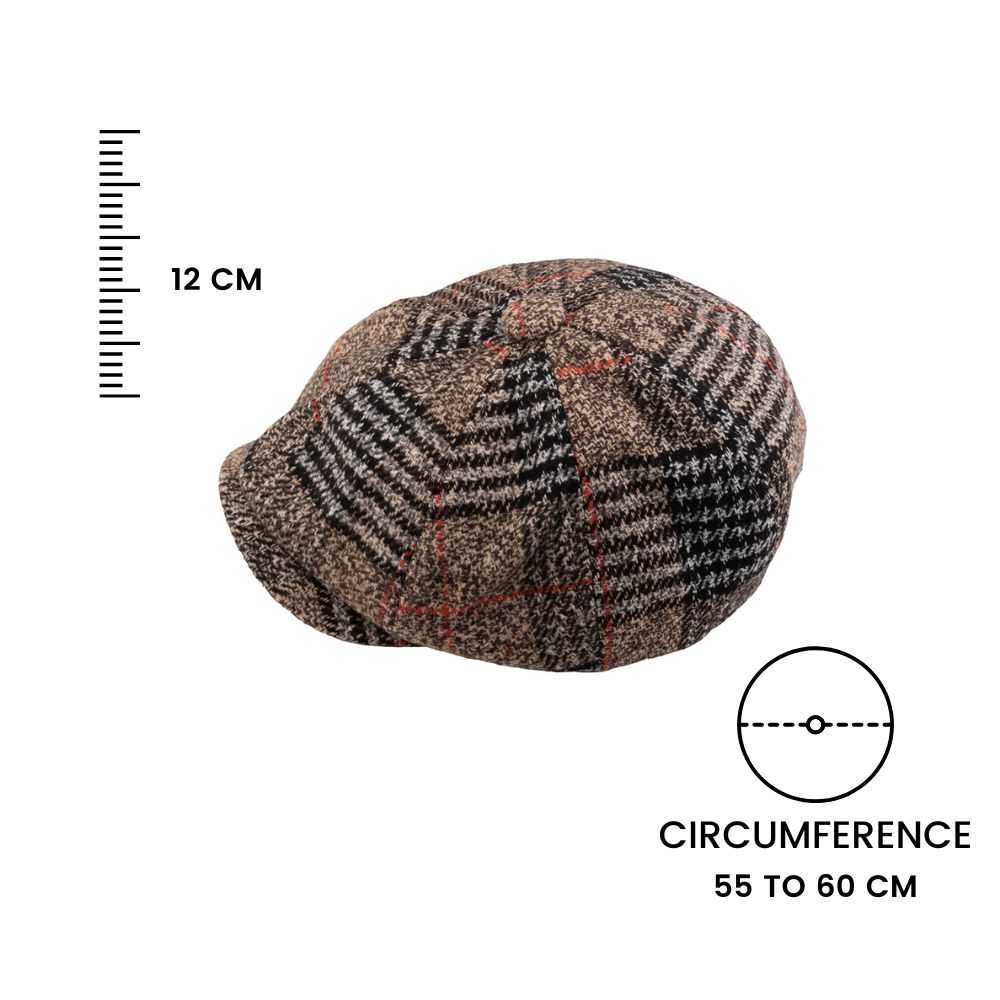 Brown Wool Flat Cap for Men