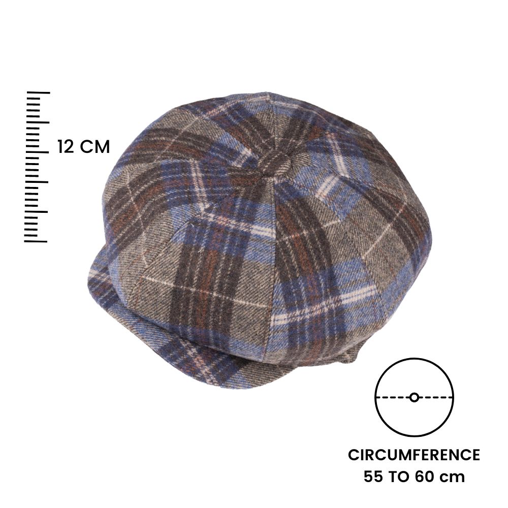 Blue Wool Flat Cap for Men