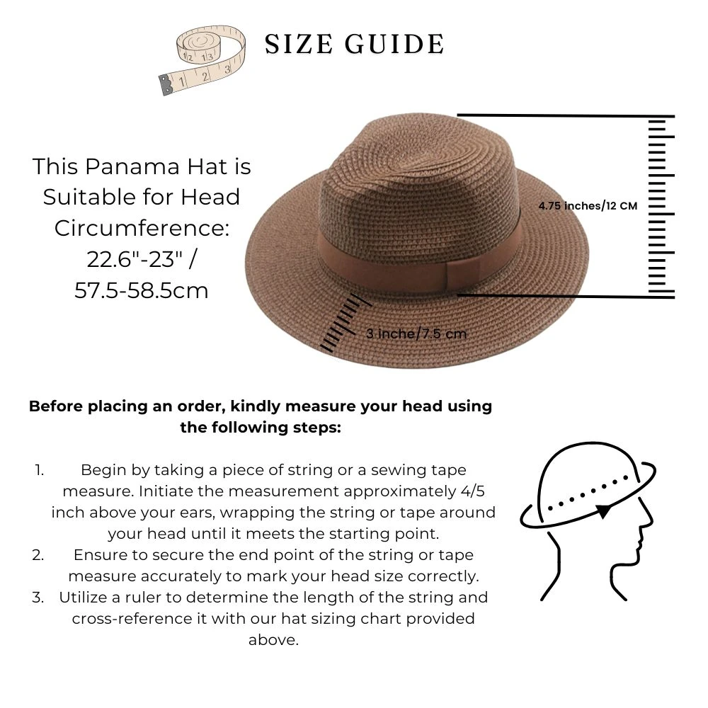 Brown Straw Panama Hat for Men