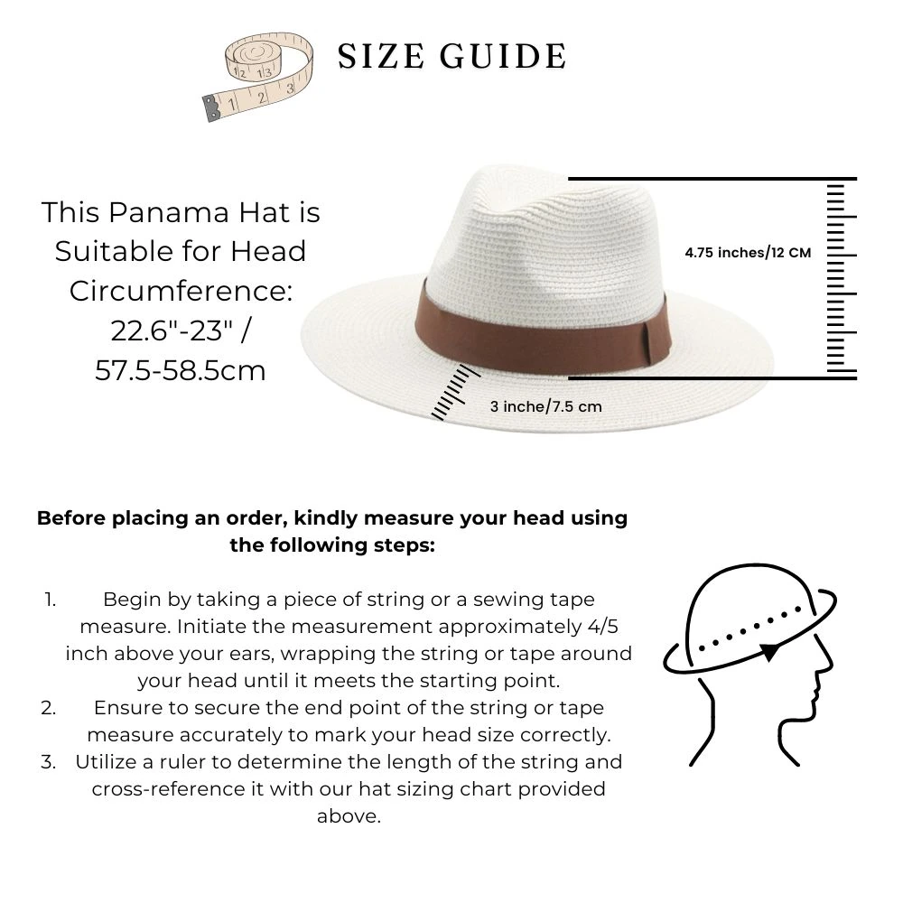 White Straw Panama Hat for Men