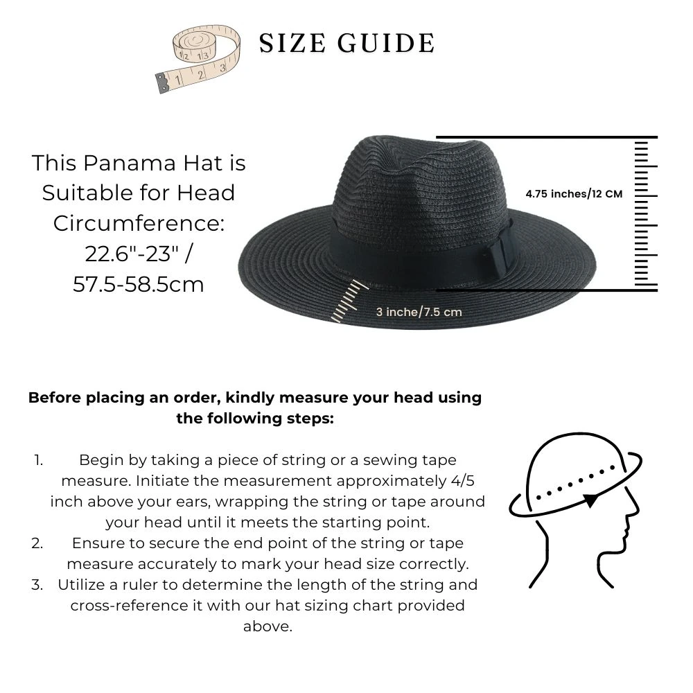 Black Straw Panama Hat for Men