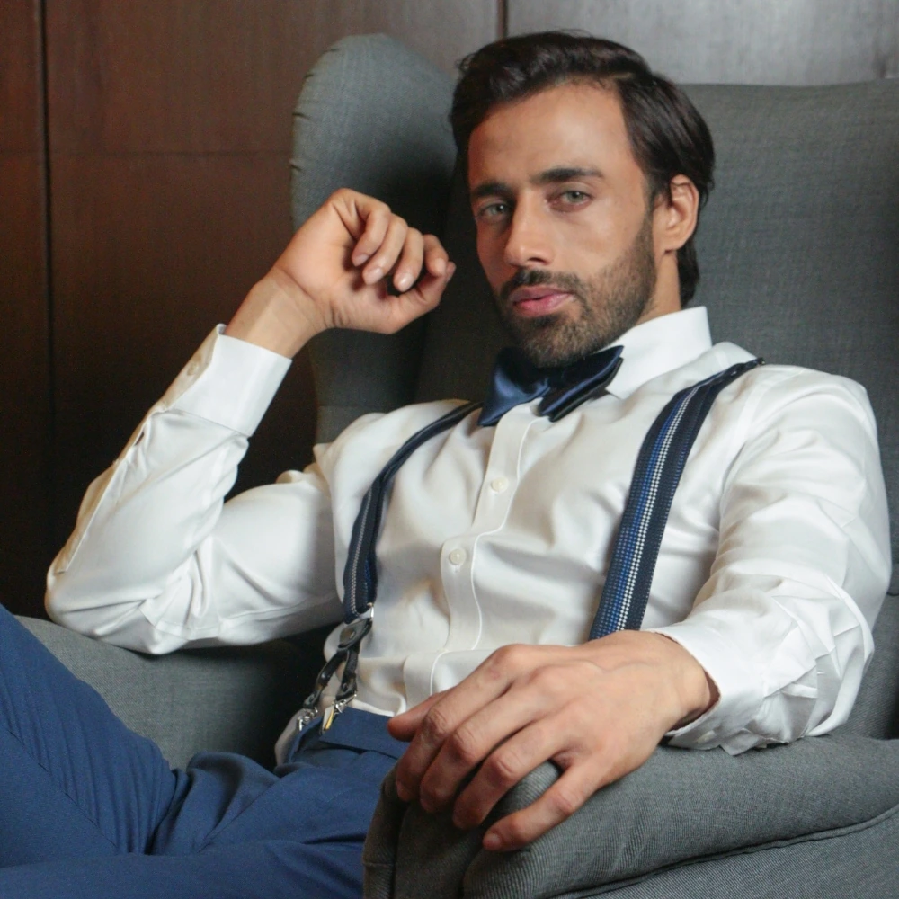 Blue Pre-Tied Bow Tie for Men