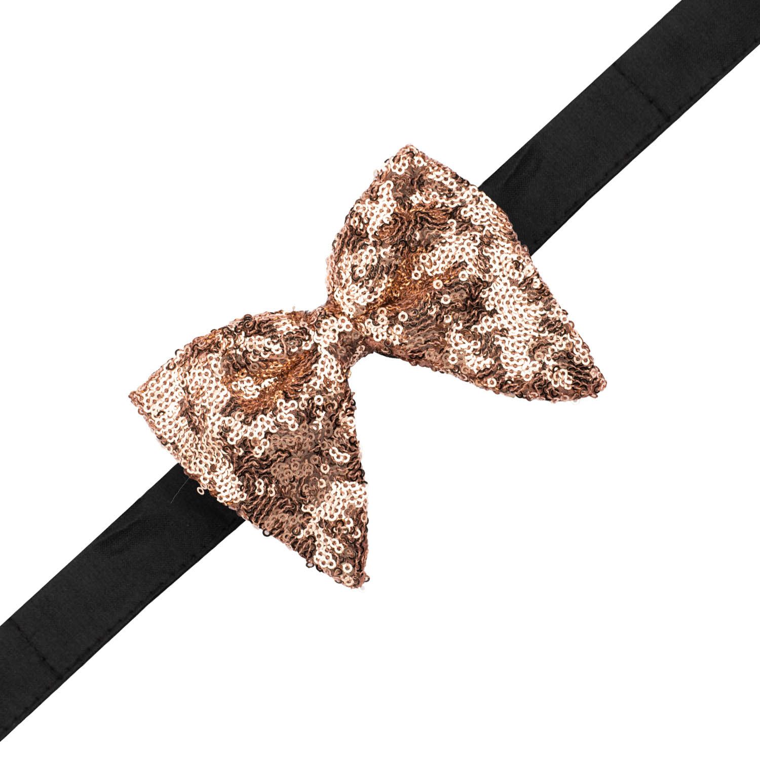 Rose Gold Sequins Pre-Tied Bow Tie for Men