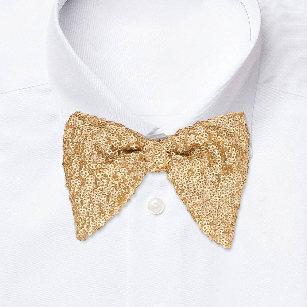 Gold Sequins Pre-Tied Bow Tie for Men