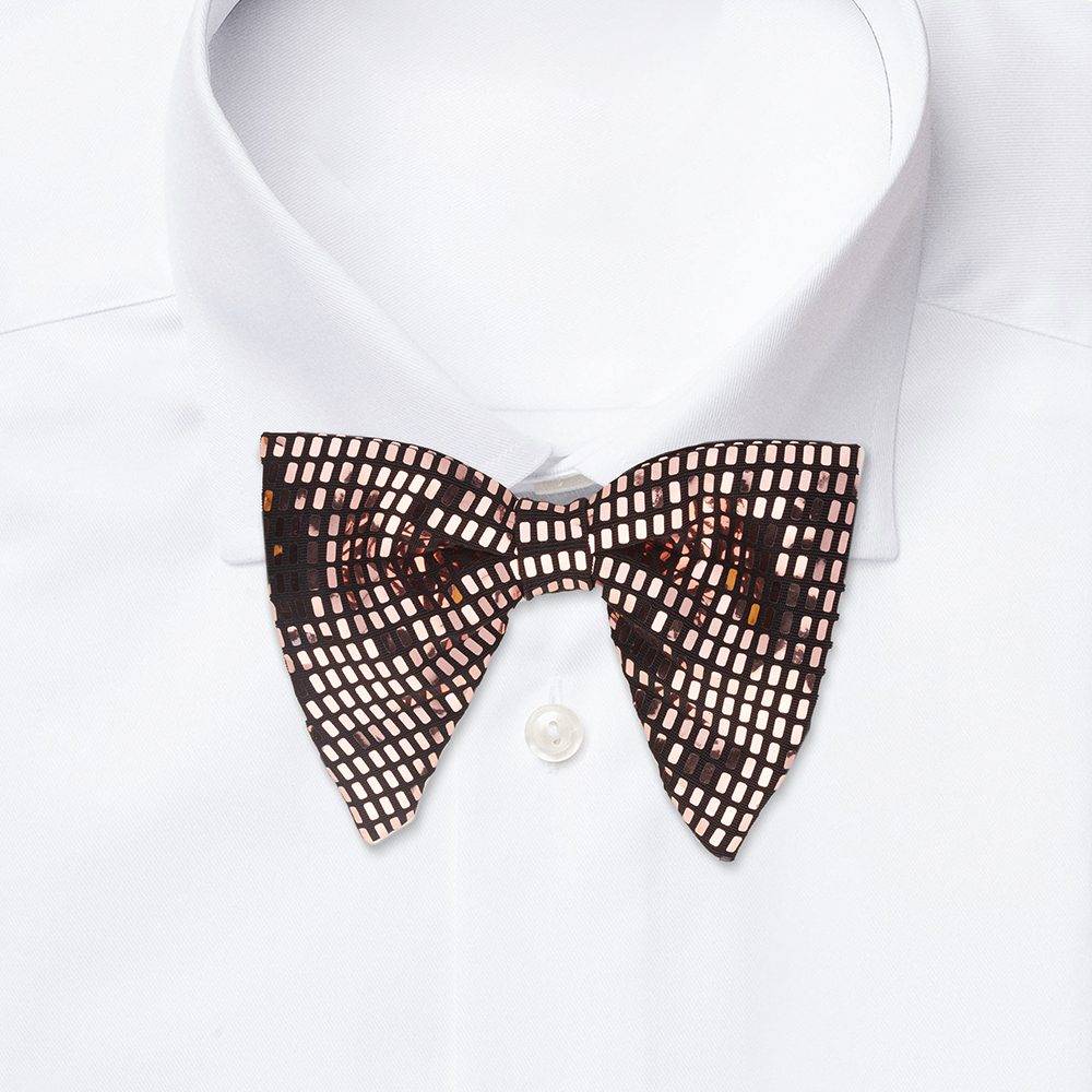 Rose Gold Sequins Pre-Tied Bow Tie for Men
