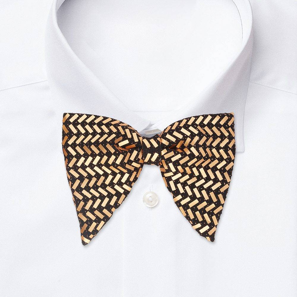 Gold Sequins Pre-Tied Bow Tie for Men