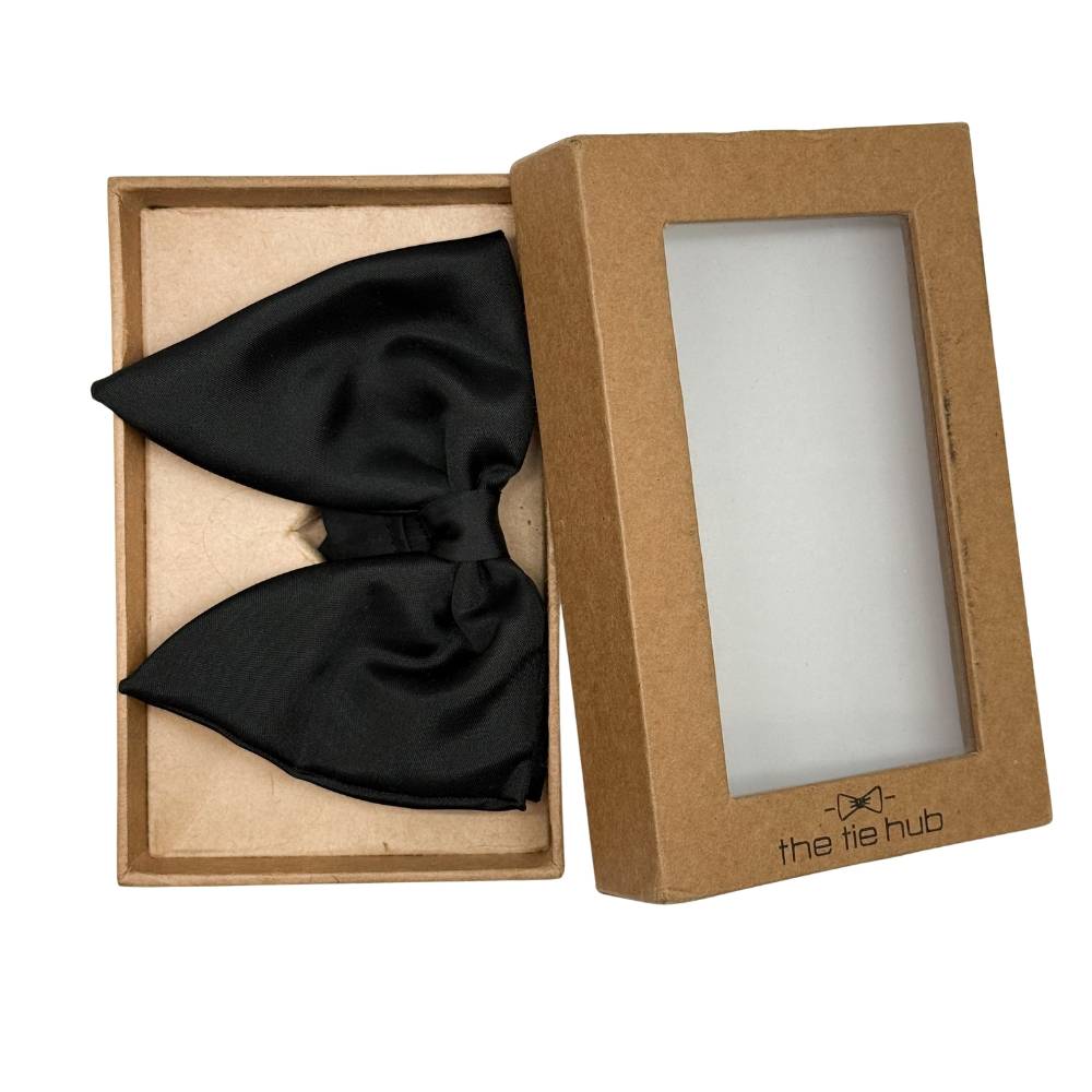 Black Silk Pre-Tied Bow Tie for Men