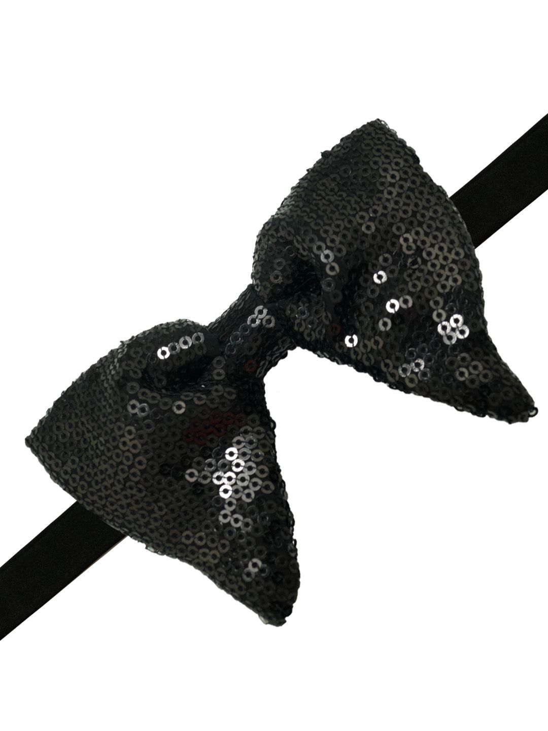 Black Geometric Sequins Pre-Tied Bow Tie for Men