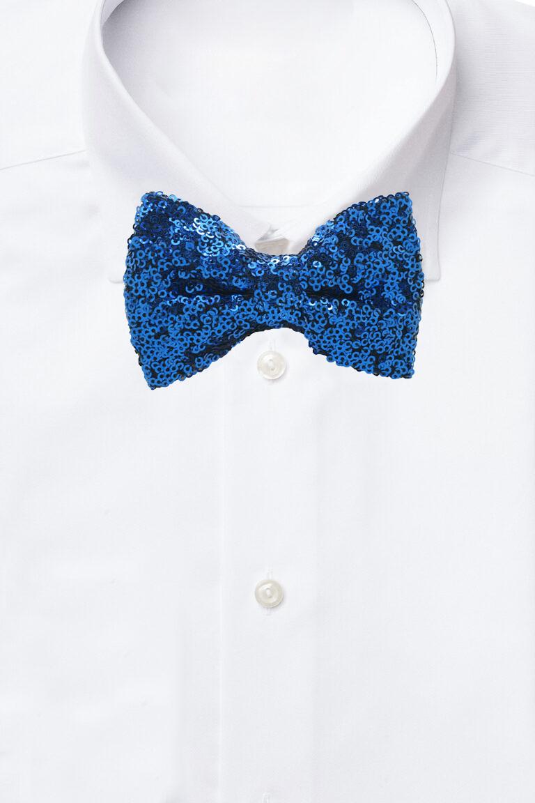Blue Classic Sequins Pre-Tied Bow Tie for Men