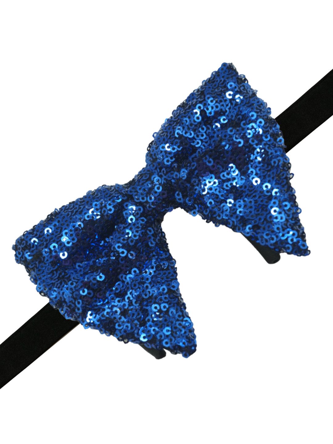 Blue Geometric Sequins Pre-Tied Bow Tie for Men