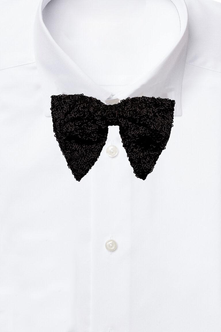 Black Geometric Sequins Pre-Tied Bow Tie for Men