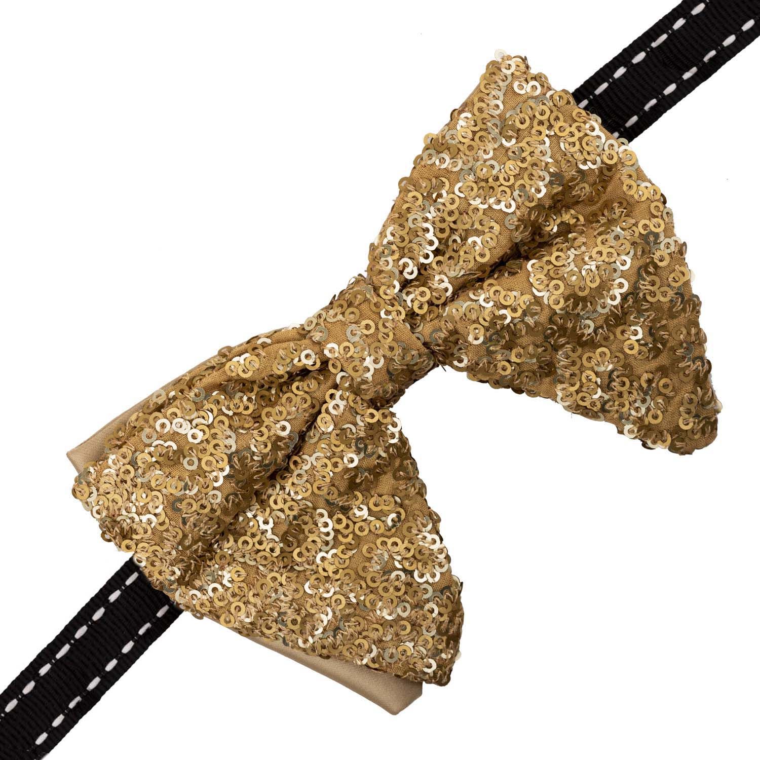 Gold Geometric Sequins Pre-Tied Bow Tie for Men