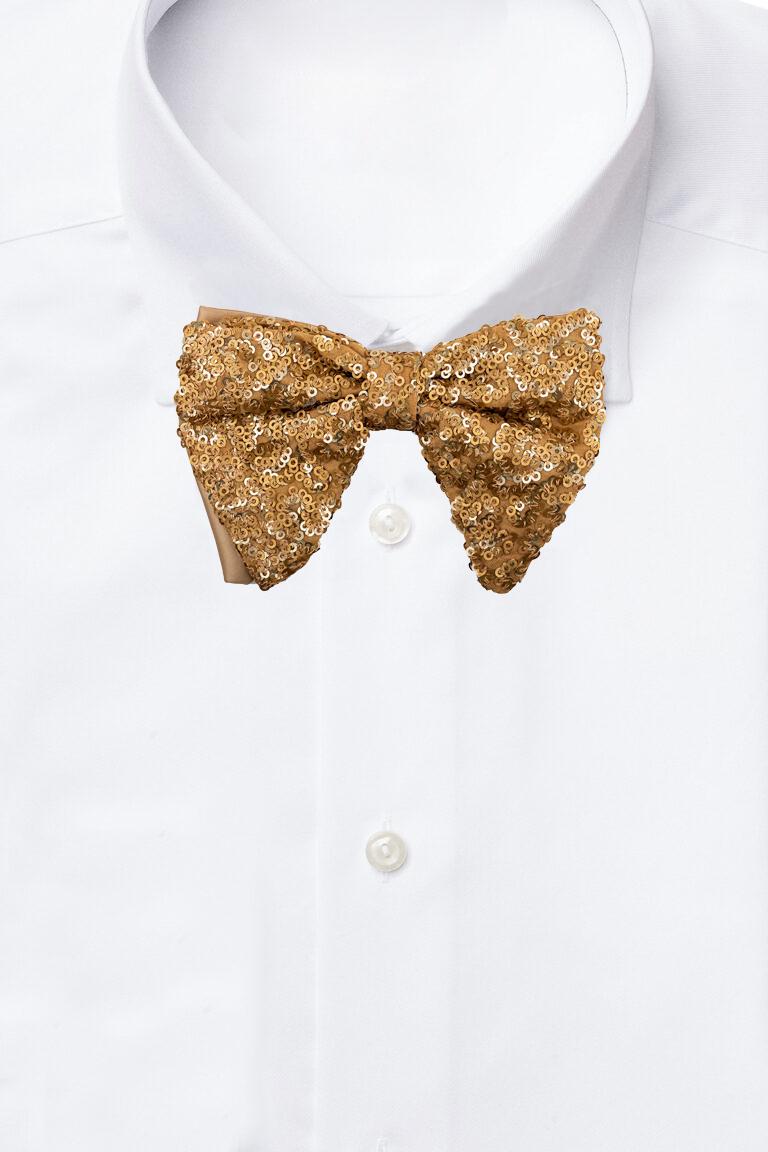 Gold Geometric Sequins Pre-Tied Bow Tie for Men